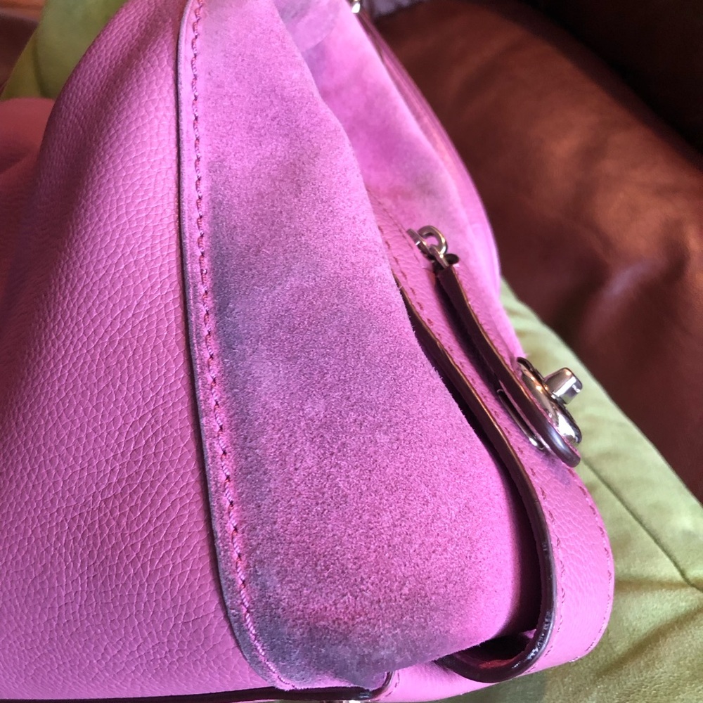 Coach Orchid Pink Leather and Suede Women's Bag - Picture 14 of 16